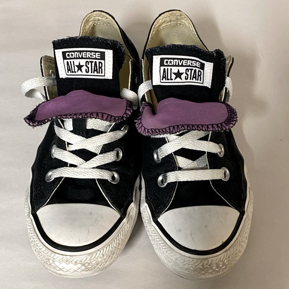 Converse Shoes - Converse All Star Chuck Taylor Low Tops Black, Purple Double Tongue W 6 / Jr 4.5